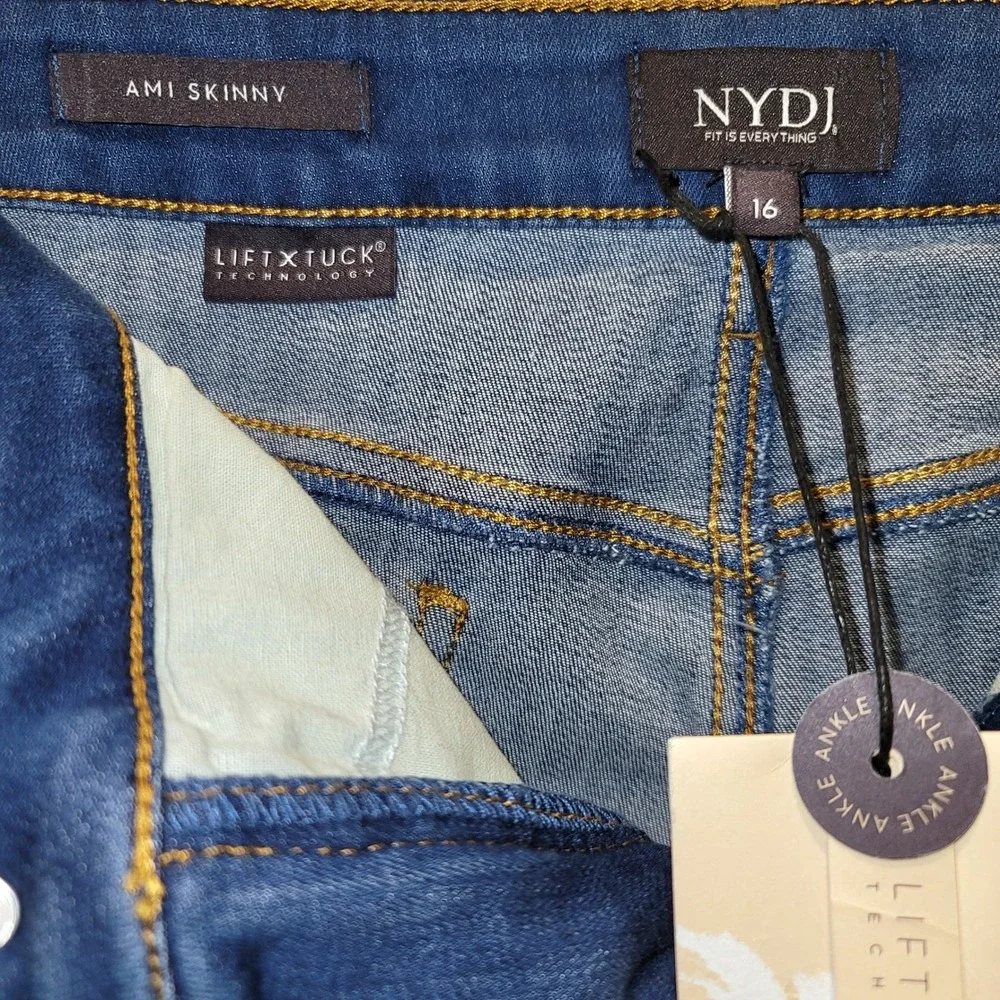 NYDJ Ami‎ Skinny Blue Jeans Crop Ankle Slit Womens Sz 16 Plus Ladera